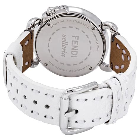 Fendi Selleria White Mother of Pearl Dial Ladies Leather Watch 